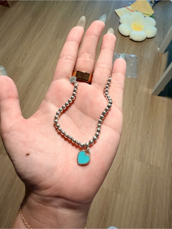 Tiffany & Co. Jewelry - Tiffany & Co. Silver Bead Bracelet with Turquoise Heart Charm